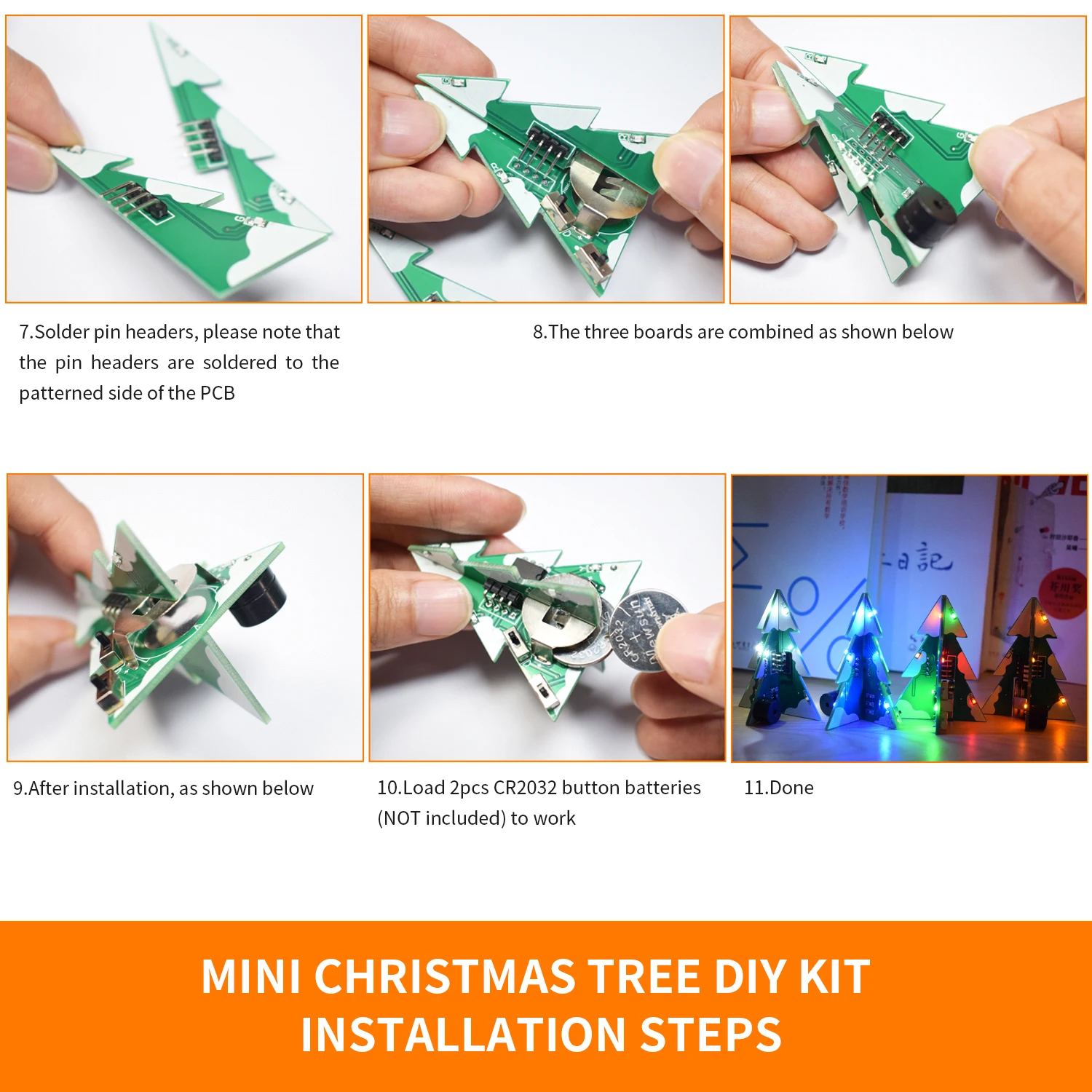 Трехмерная 3D Рождественская елка DIY музыкальный набор зеленый PCB светодиодный