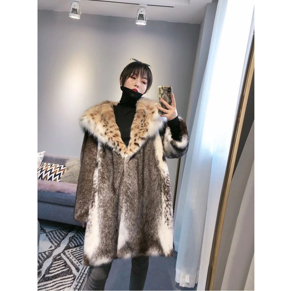 Женское меховое пальто с капюшоном Bobcat Длинная зимняя теплая куртка парка
