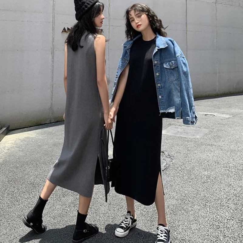 

Summer Women Straight Dress Short Sleeve Casual Tshirt Dresses O-Neck Woman Korean Clothes Mid-Calf Vestidos 2020