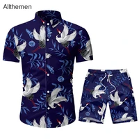 allthemen summer 2 piece short sets for men casual beach wear men 2 piece set floral prined shirt shorts summer clothes