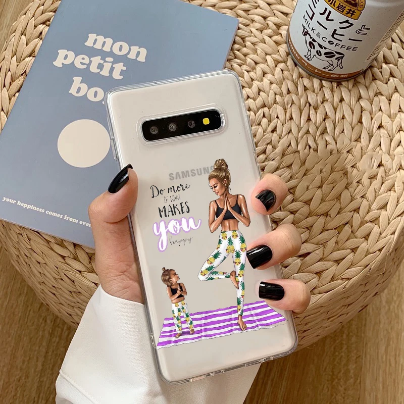 Модный прозрачный чехол для телефона mam of girl boy Super mom из ТПУ Samsung S8 S9 S10PLUS S20 S6 S7 DEGE