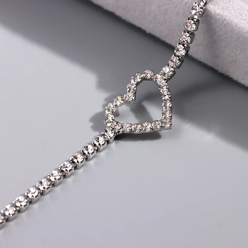 

Punk Hip Hop Bling Crystal Rhinestone Tennis Chain Anklet for Women Full Rhinestone Love Pendant Anklet Bracelet Party Jewelry