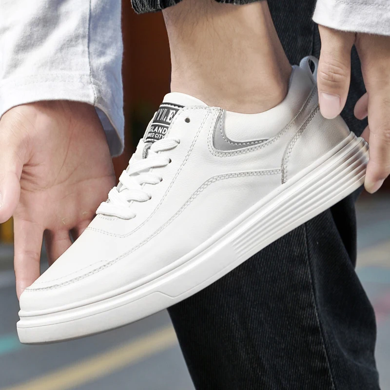 

Кроссовки мужские из натуральной кожи, летние, универсальные, дышащие, белые