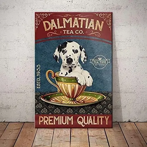 

Далматинская металлическая Оловянная вывеска для чая, домашнее искусство, настенное украшение, налет, ферма, гостиная, бар, кафе, кухня, ферм...