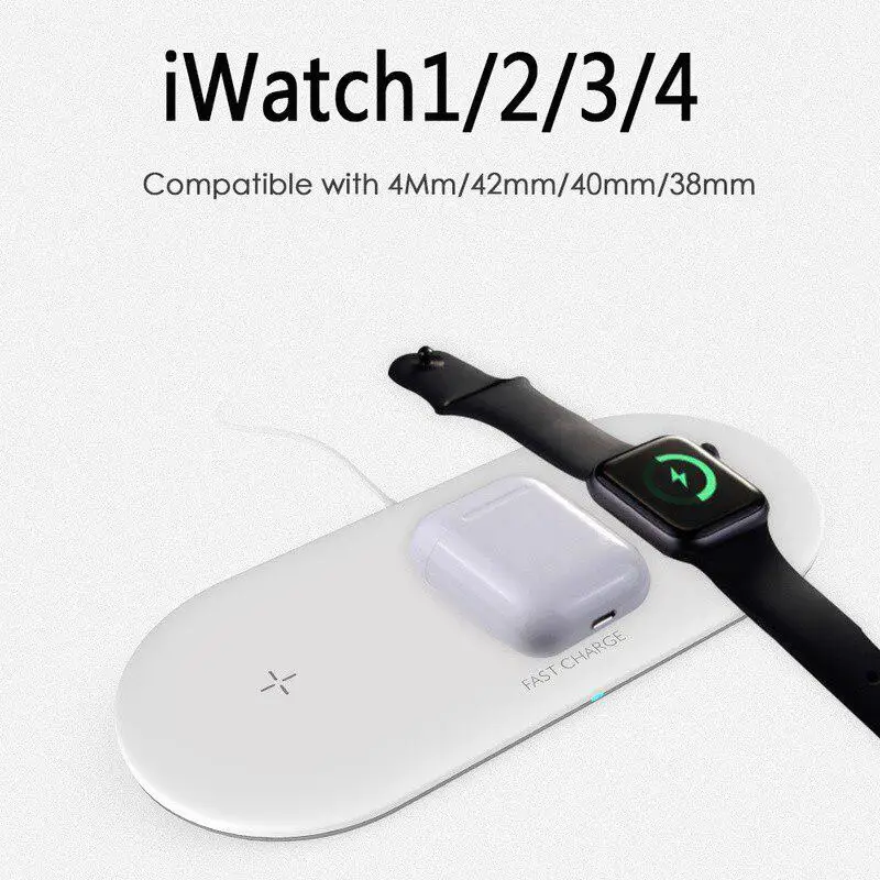 3 в 1 10 Вт Беспроводная зарядная станция Подставка для iPhone X XS Apple Watch Airpods