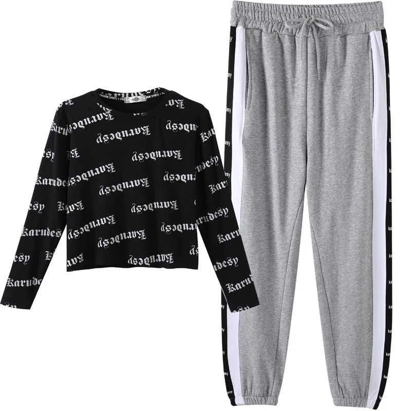 

New Autumn and Winter Women's Suits Women's Pants Gray Jogging Sweatpants Loose Pants Gray Jogging Sports Casual Women's Pants