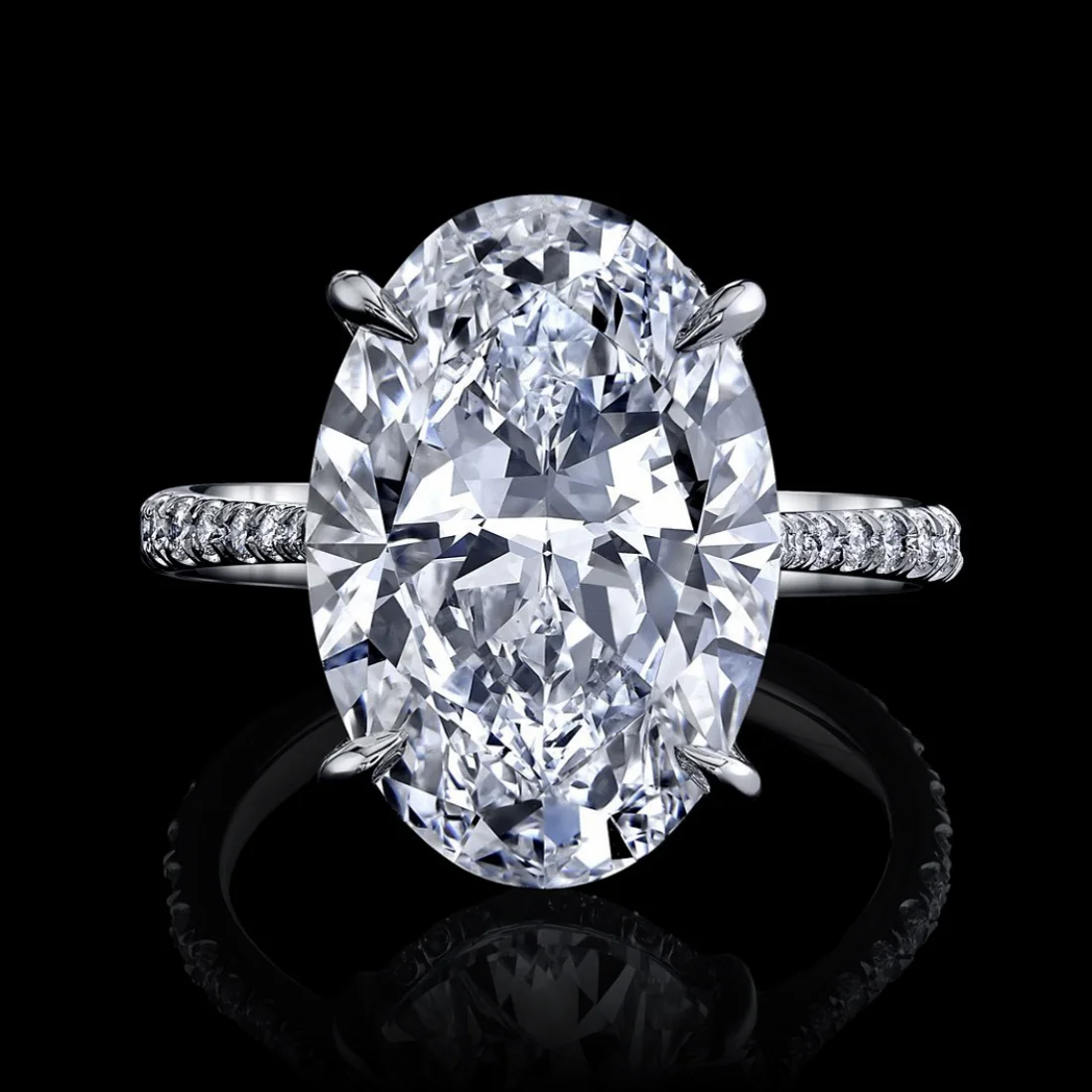 

Классический 4ct овальный бриллиант Свадебные украшения сверкающие 100% 925 серебряные кольца для женщин модные перфорированные открытые туфл...