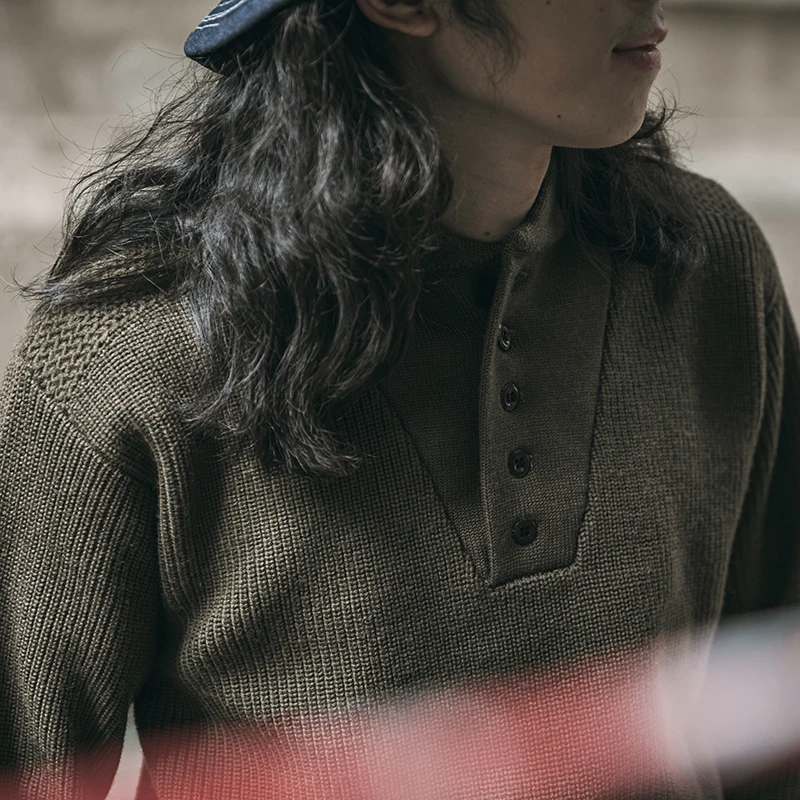 

US Army Bronson High Neck Sweater Military Style Thick Men Knitted Wool Pullover