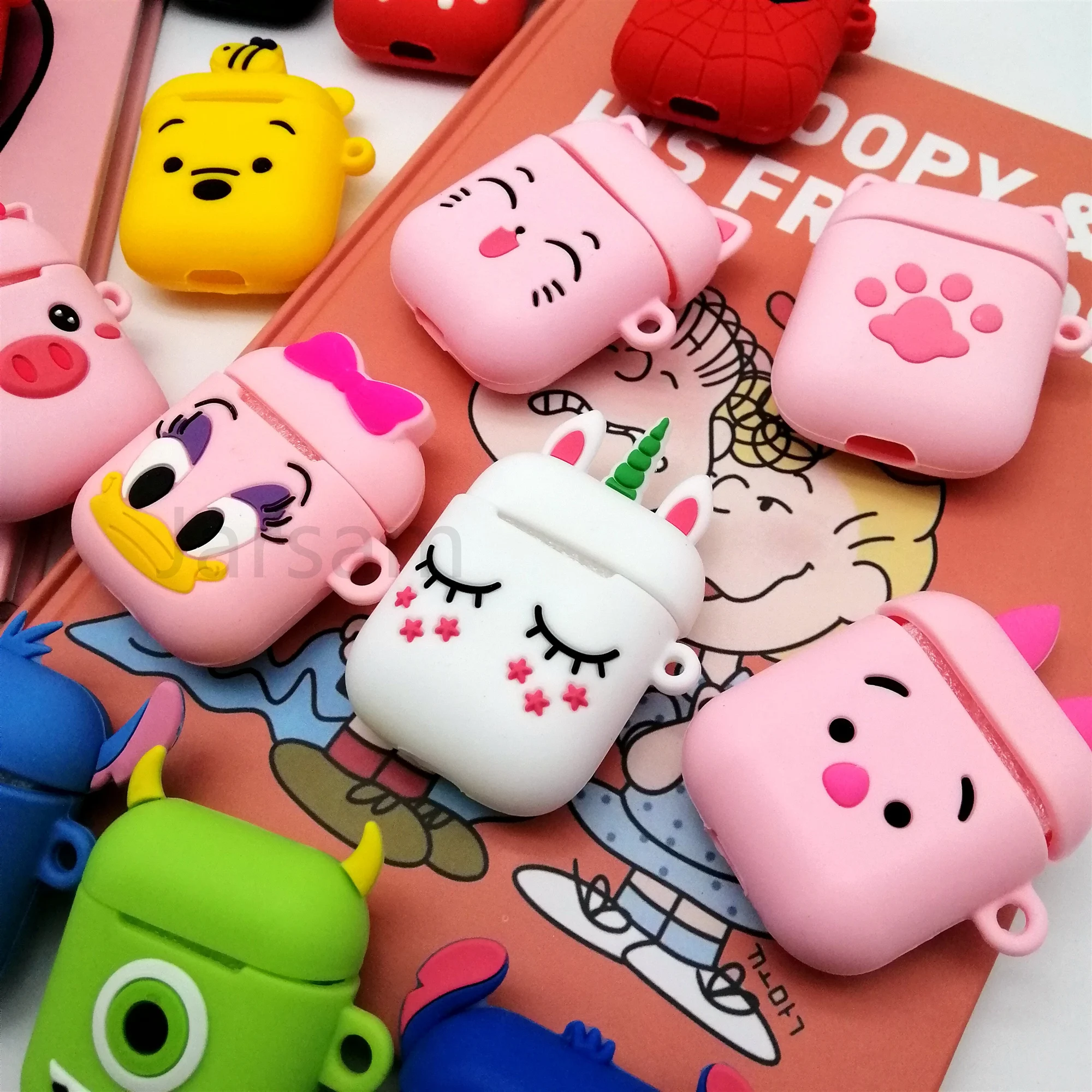 Для Airpods 2 Чехол, силиконовый чехол с рисунком, чехол для air pods, милый чехол для наушников, 3D чехол для наушников, аксессуары для наушников
