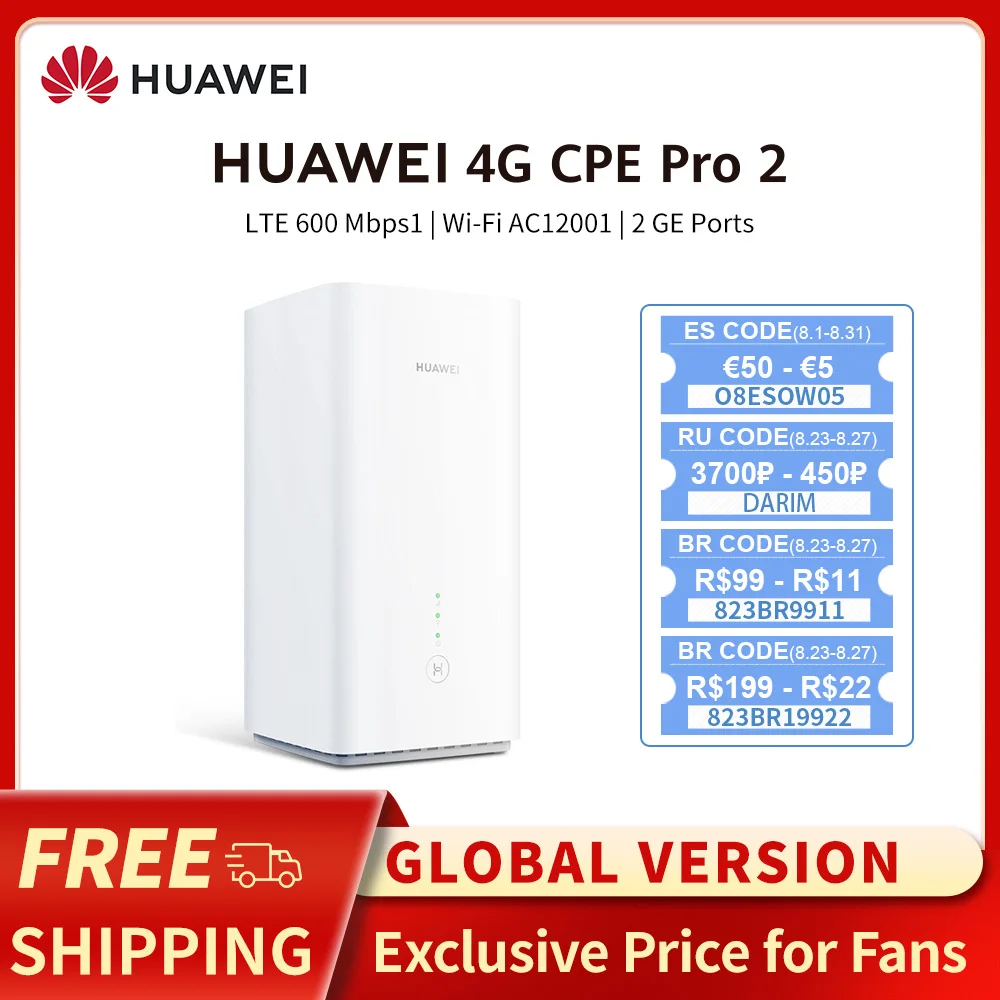 Разблокированный 4G Wi Fi роутер с Sim картой Huawei CPE Pro 2 B628 265 LTE Cat12 до 600 Мбит/с 5G AC1200 Lte