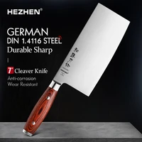 hezhen 7 inches cleaver knife high quality german molybdenum vanadium steel pakka wood handle kitchen cook slicing knives