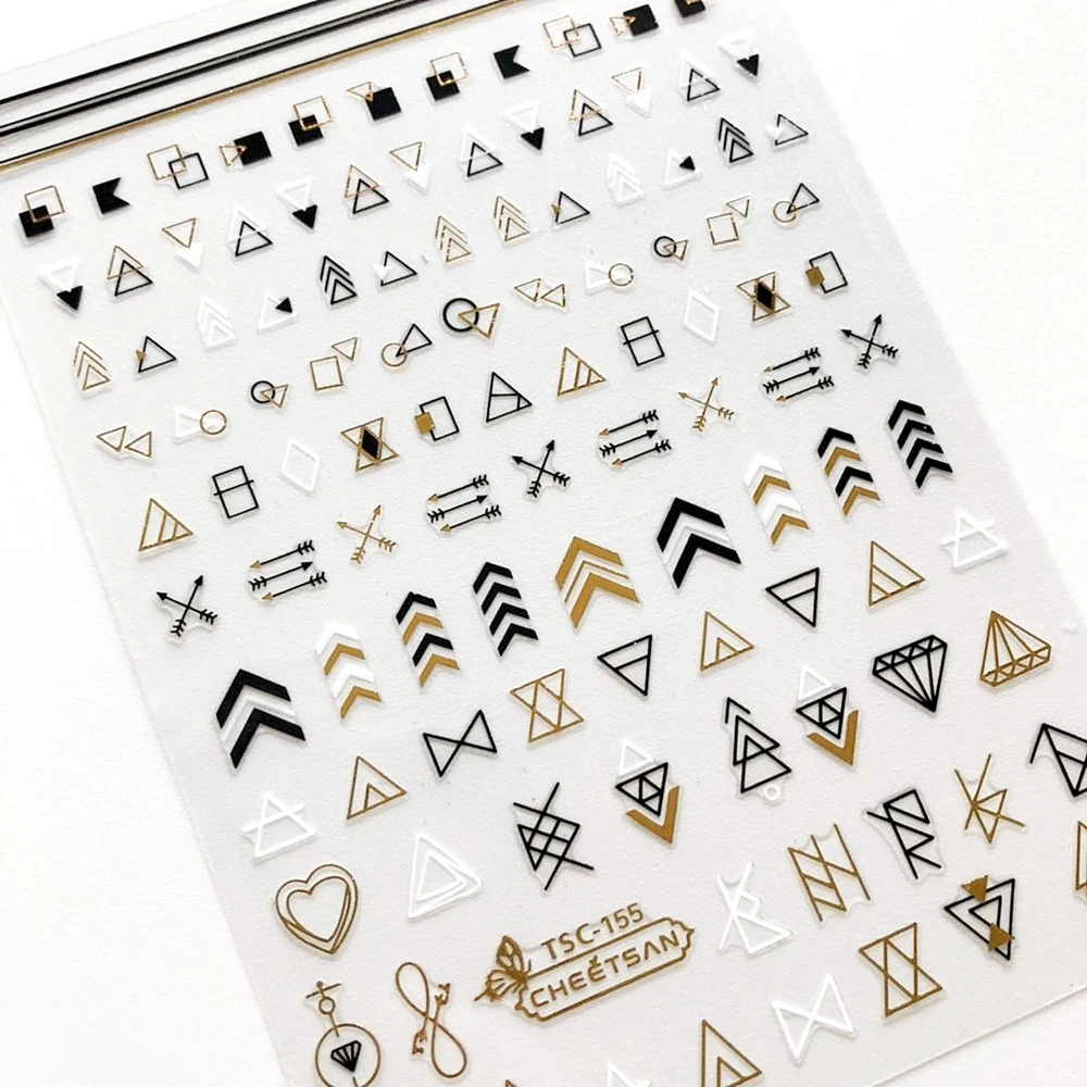 

Newest TSC series 155 design 3d nail sticker decal export Japan rhinestiones DIY decorations for nail wraps