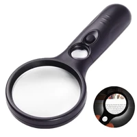 new 3 led light handheld 3x 45x illuminated magnifier microscope magnifying glass aid reading for seniors loupe jewelry 2019
