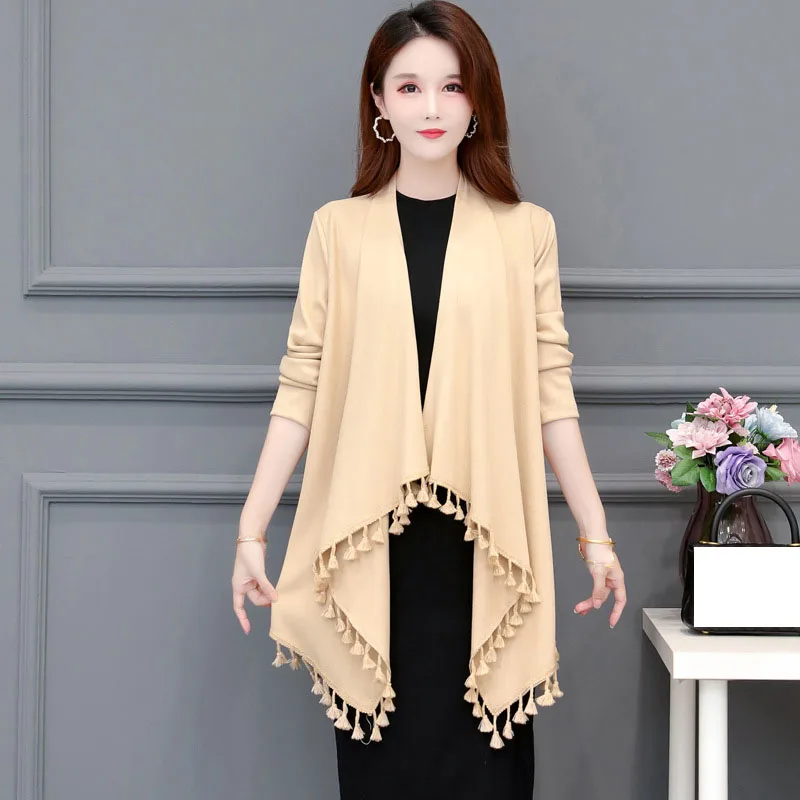 

OHRYIYIE New Large Size 5XL Vintage Cardigan Sweater Women Autumn Winter Fashion Loose Tassel Knitted Cardigans Shawl Lady Coat