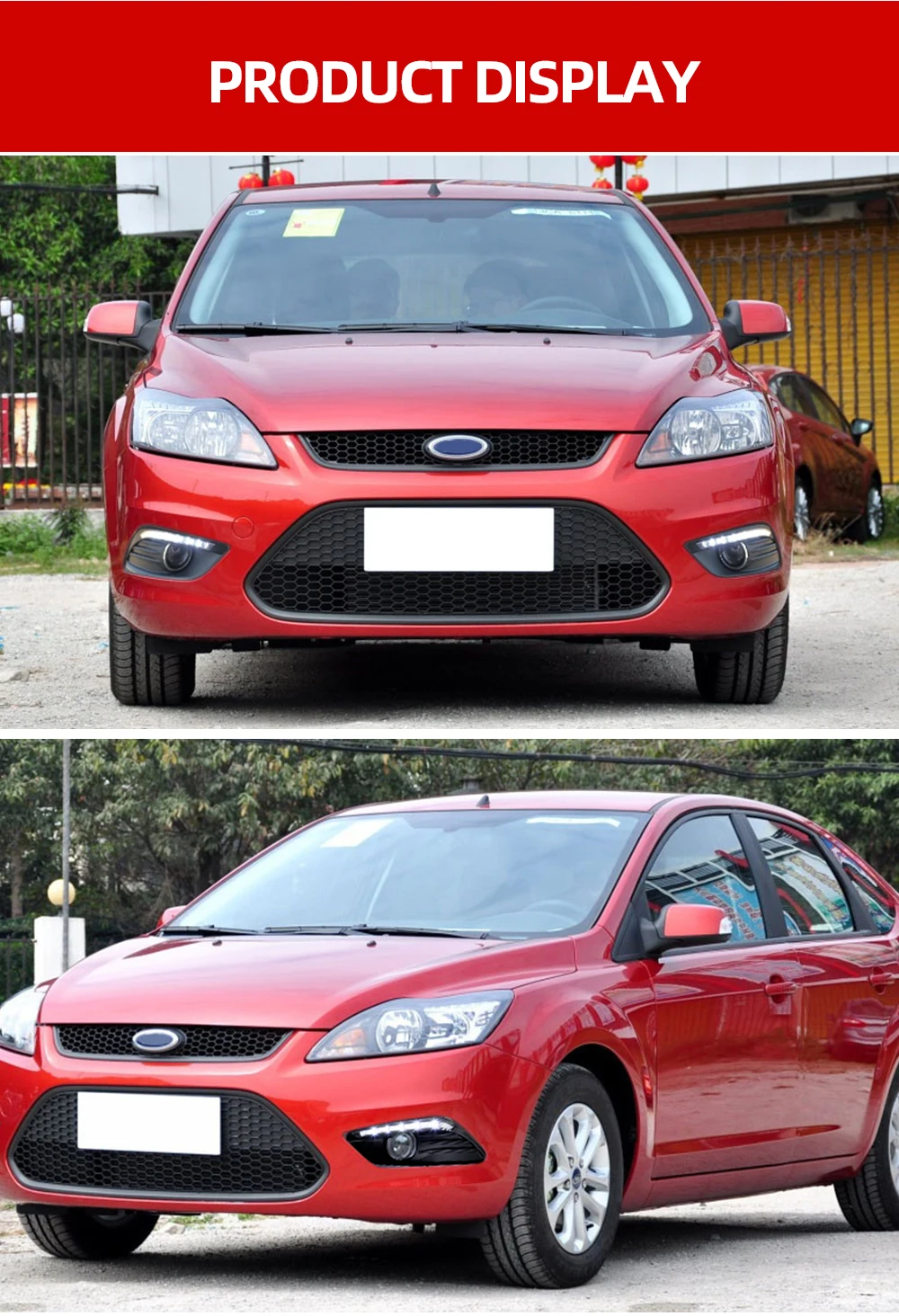 Автомобильный мигающий 1 пара DRL для Ford Focus Sedan дневные ходовые огни светодиодный противотуманный фара дневного света с желтым поворотником
