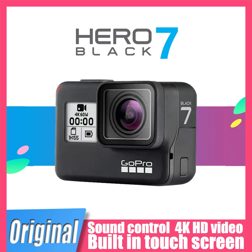 Original GoPro Hero 7 Black Special Bundle Action Camera Go Pro Hero7 Sport Cam 4K 60fps 1080P 240fps 12MP Photo Live Streaming |