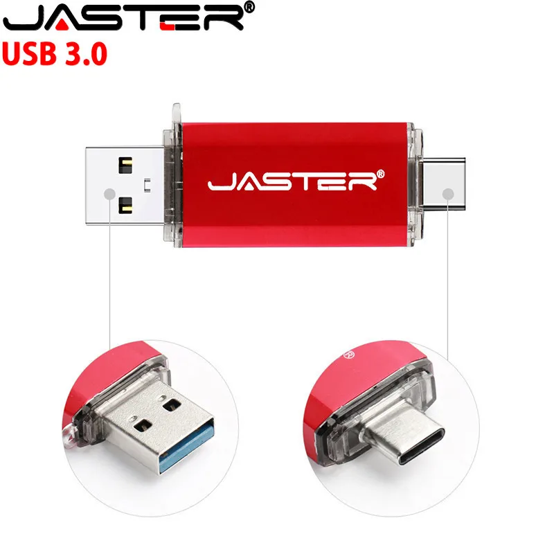 Флэш-накопитель JASTER OTG Usb Type-C USB флешка на 128 ГБ 64 32 16 флеш-накопитель 3 0 | Компьютеры