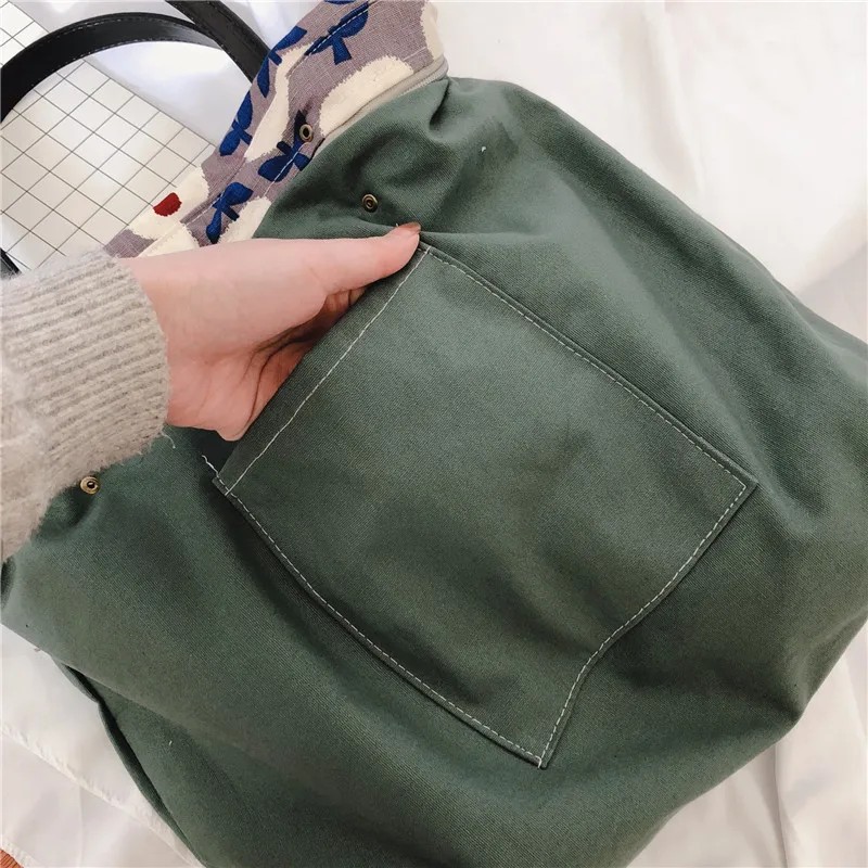 

Printing Cotton Linen Bag Shoulder Bag Women's Literary Bag Simple Shopping Bag Canvas Handbag Shoulder Zippper Shoulder Bag