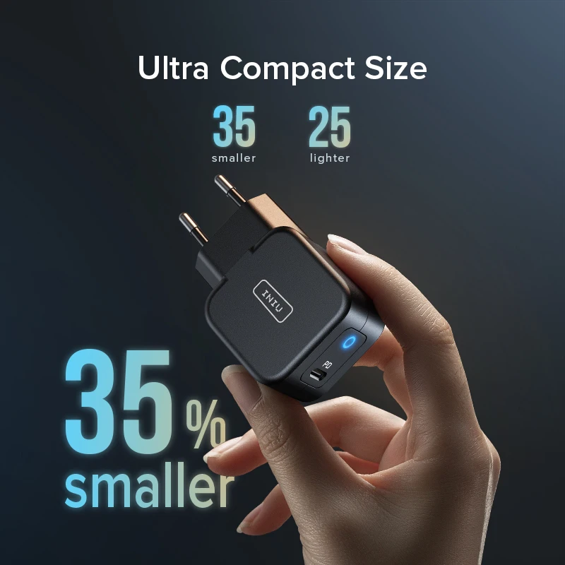INIU PD 20W USB C Charger LED EU Plug Fast Phone Charge US Wall Adapter For iPhone 12 11 X AirPods iPad Huawei Xiaomi Samsung LG | Мобильные