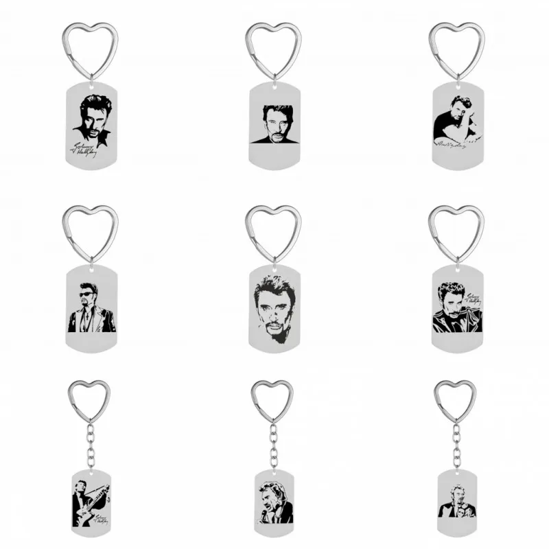 AMORUI брелок с фотографией кольцо панк рок Джонни Холлидей Фото Кулон