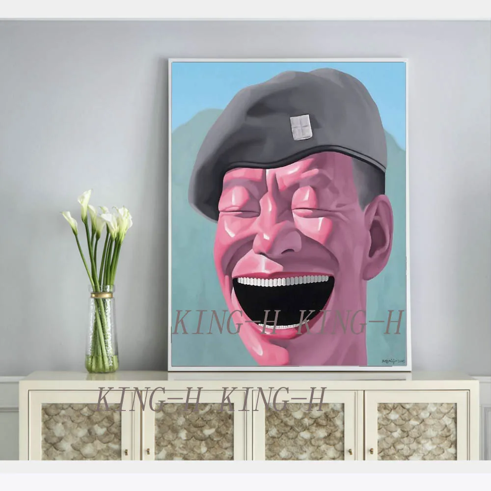 Китайский художник расписанные вручную фигурки с большим ртом и шляпой поп-арт