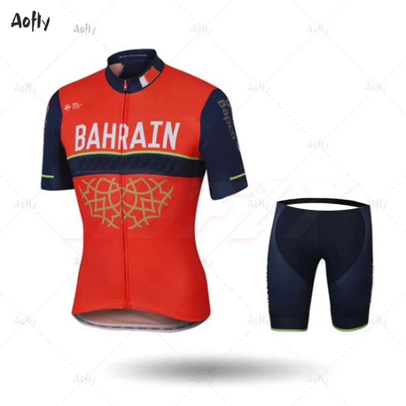 Беговая команда Бахрейна красная велосипедная одежда рубашка для велоспорта