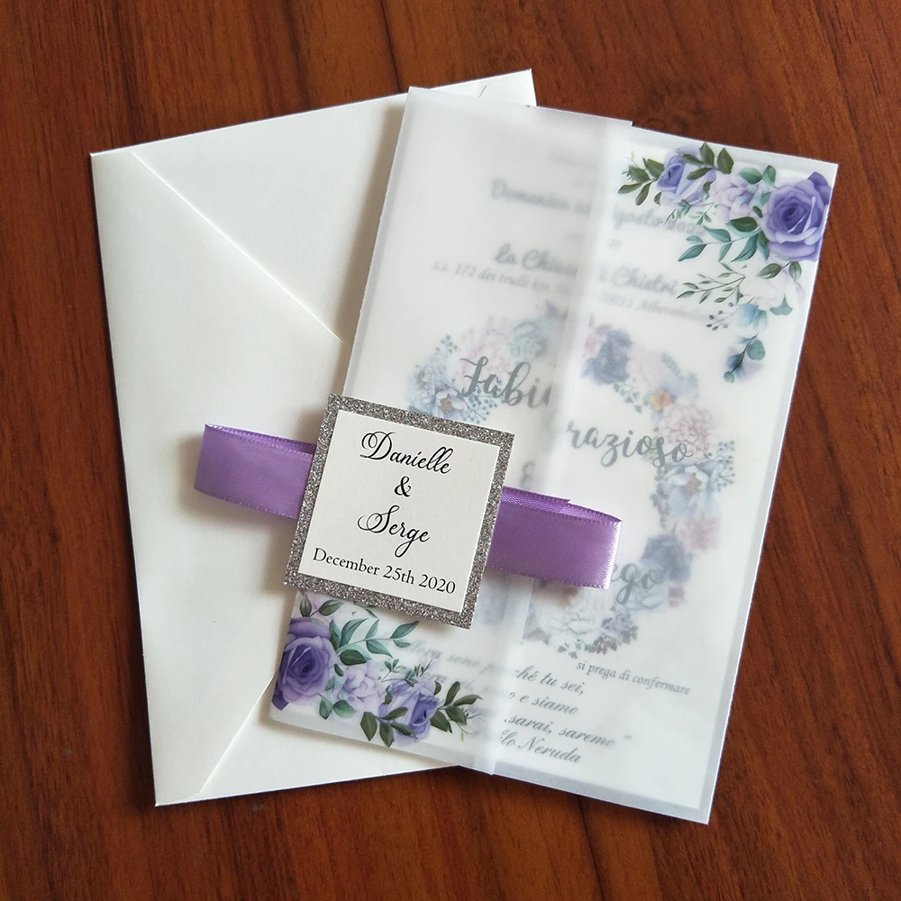 Конверт для свадебного приглашения прозрачный с цветочным принтом 50 шт./лот | Дом