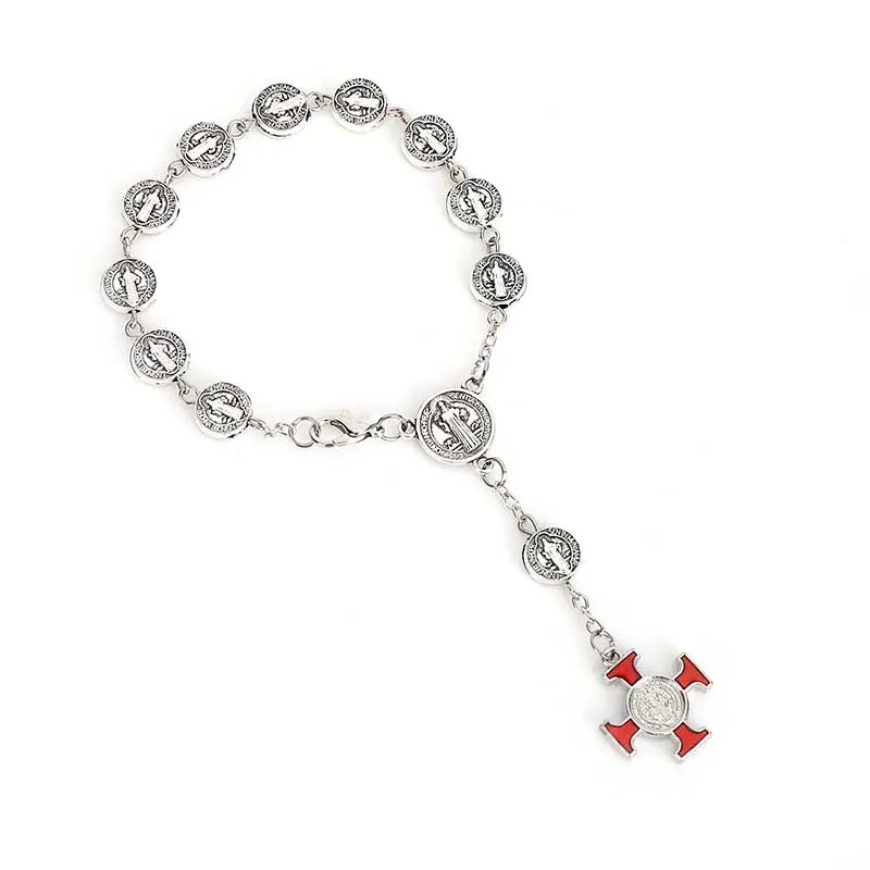 Браслет с крестом Бенедикта браслет христианскими четками и священным