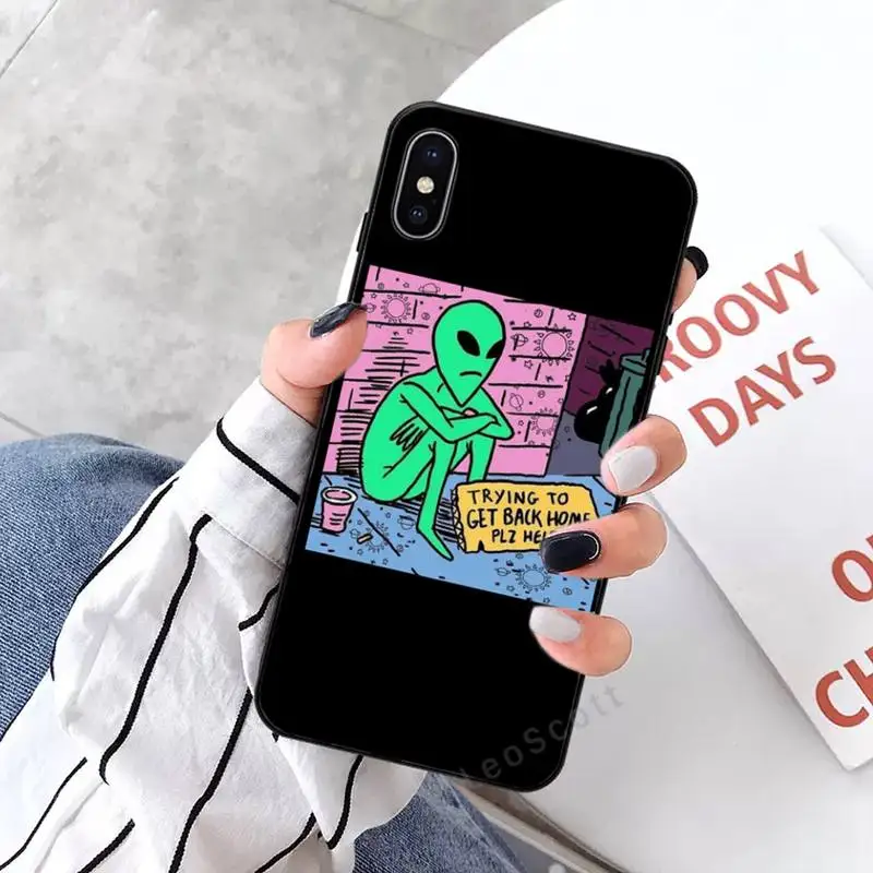 

Aesthetics Cartoon alien space Phone Case for iPhone 11 12 mini pro XS MAX 8 7 6 6S Plus X 5S SE 2020 XR
