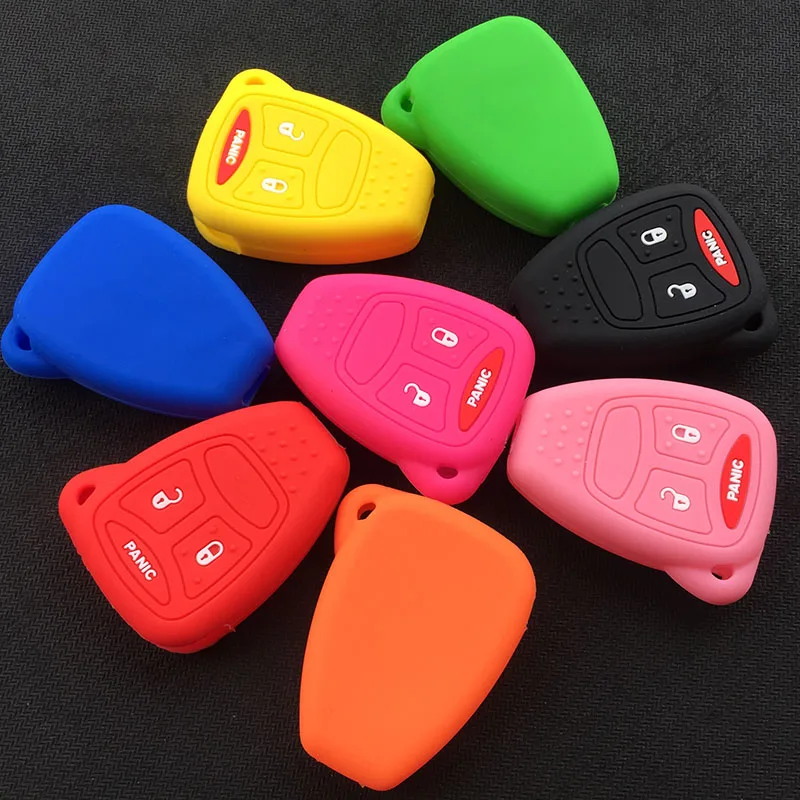 silicone rubber key cover case shell protector for Jeep Wrangler jk Commander Grand Cherokee Chrysler Pacifica Aspen 300 Dodge C |