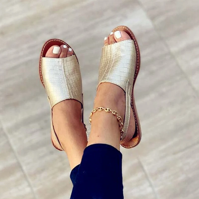 

New Fashion Women's Sandals 2021 Summer Female Slippers Flat Woman Peep-toe Comfort Slip-on Casual Shoes Mujer Slingback