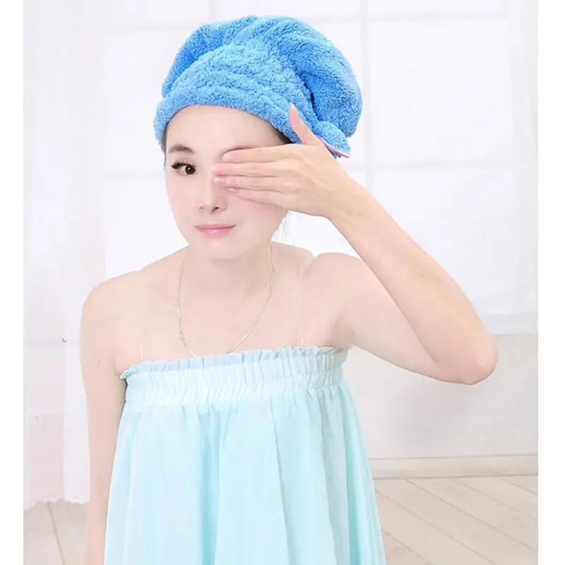 Home Textile Dry Hair Hat Microfiber Turban Quickly Wrapped Towel Bathing Cap | Красота и здоровье