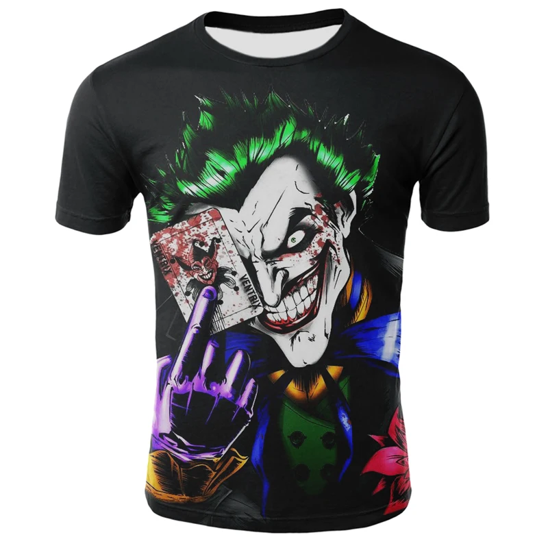 

Футболка с 3D-принтом клоуна из фильма «ужасы», мужская и женская уличная одежда в стиле хип-хоп, крутая одежда с коротким рукавом для мальчик...