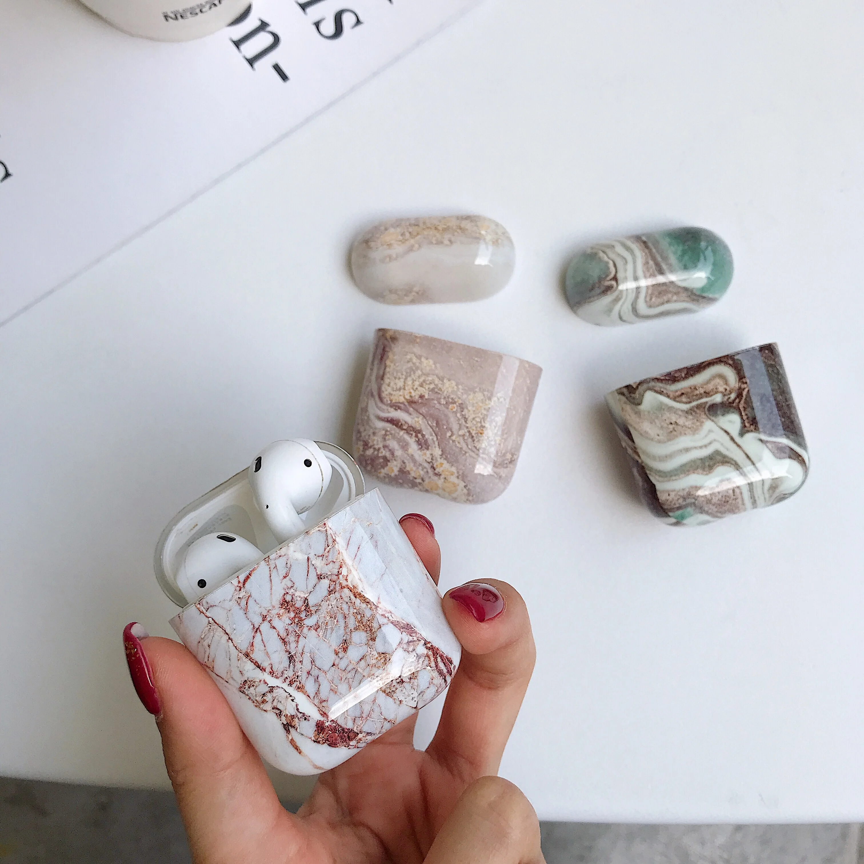 Чехол для оригинала Apple Airpods, чехол, мраморный, милый, чехол для Apple Airpods 2, 1, чехол, аксессуары, наушники Air Pods, чехол, коробка