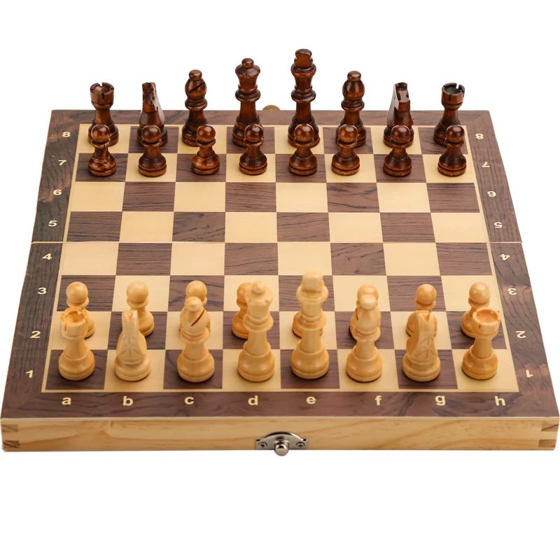 

Large Magnetic Wooden Folding Chess Set Felted Game Board 39cm*39cm Interior Storage Adult Kids Gift Family Game Chess Board