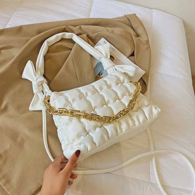 

Плиссированные клетчатые сумки через плечо из искусственной кожи для женщин, однотонная женская сумка через плечо, женские роскошные сумоч...