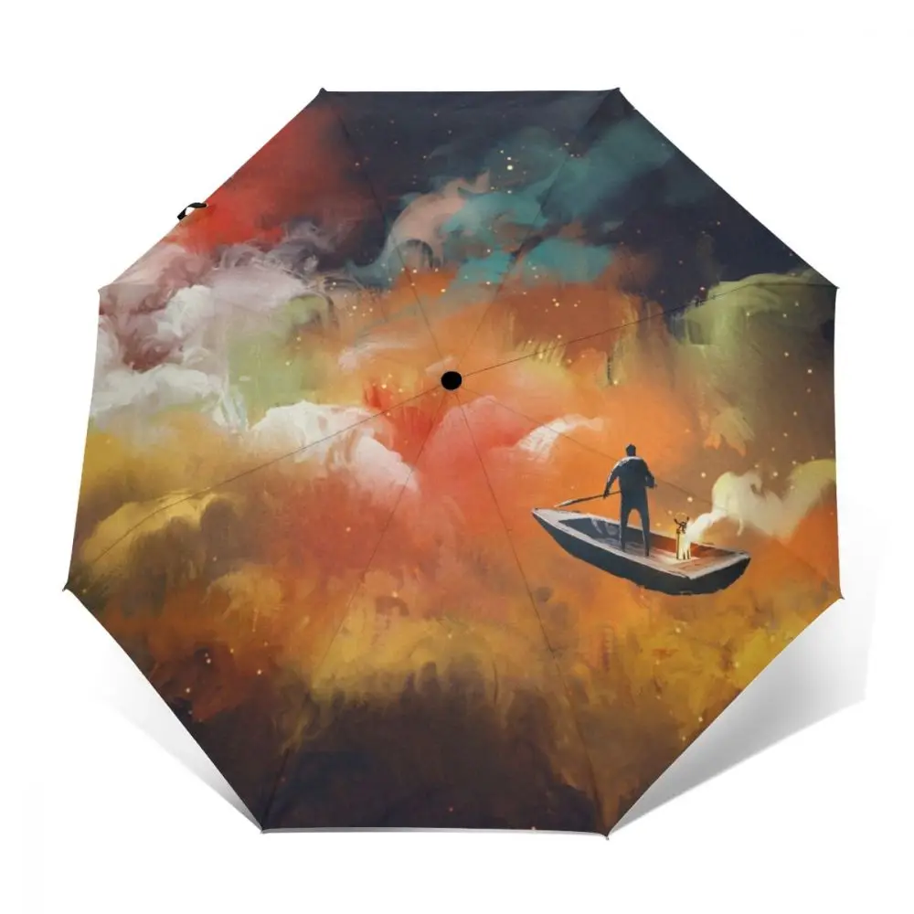 

Ветроустойчивый полностью автоматический зонт художественное облако лодка Космос плавающий дождь 3 складной зонтик для путешествий автомобильный зонт