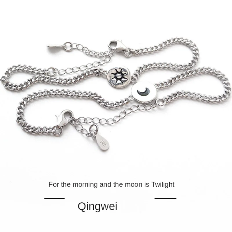 

Korean Temperament Moon Sun Bracelet, Women's Simple Personality Retro Round Brand Sun Moon Star Lovers Charm Bracelet Wholesale