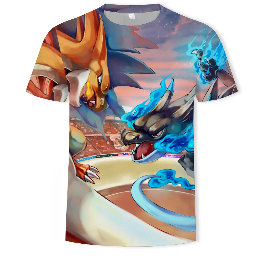 

2021 Summer Fashion New Men, Girls, Super Cute Babies Love Pikachu 3D Printing Explosive Short Sleeve Casual Top