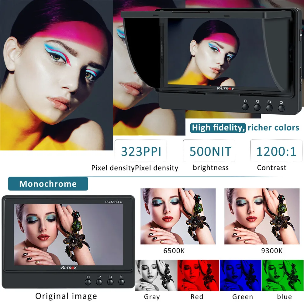 Viltrox DC-55 HD 5.5-дюймовый 4K 1920x1080 IPS экран камеры Монитор поля отображения для Canon Nikon Sony Fuji DSLR Camcorder BMPCC on.