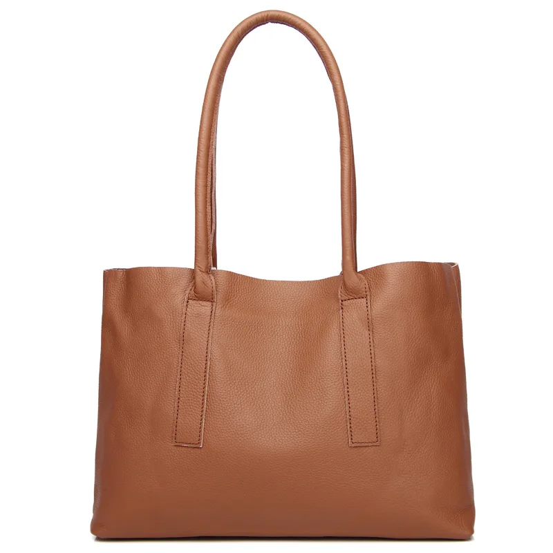 

WR Women Genuine Leather Tote Bag 100% Cow Leather Handbags Large Capacity Shopping Bag Soft Leather Bag Set Classic Purse