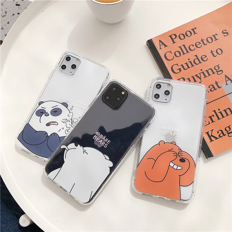 Прозрачный Мягкий ТПУ чехол для телефона с рисунком медведя iPhone 11 Pro MAX Xs Max X Xr 8 7 6 6S