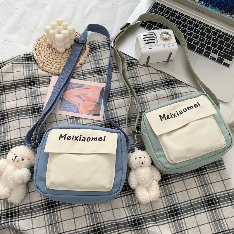 

Cute Canvas Bag Female 2021 New Japanese Student Shoulder Bag Casual Street Messenger Small Square Bag
