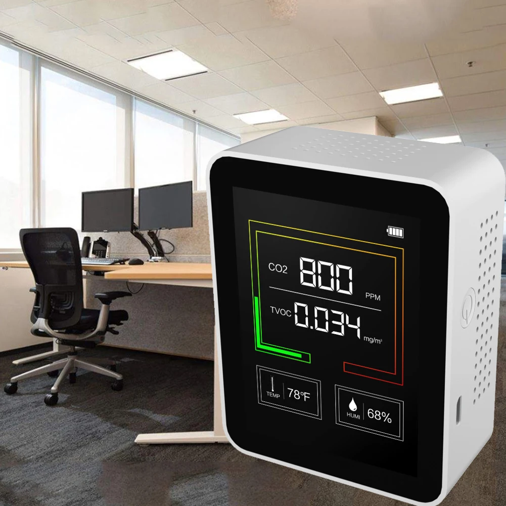 

Dropshipping CO2 Meter Temperature Humidity Detector Portable Multifunction Air Quality Monitor TVOC Formaldehyde HCHO Detector