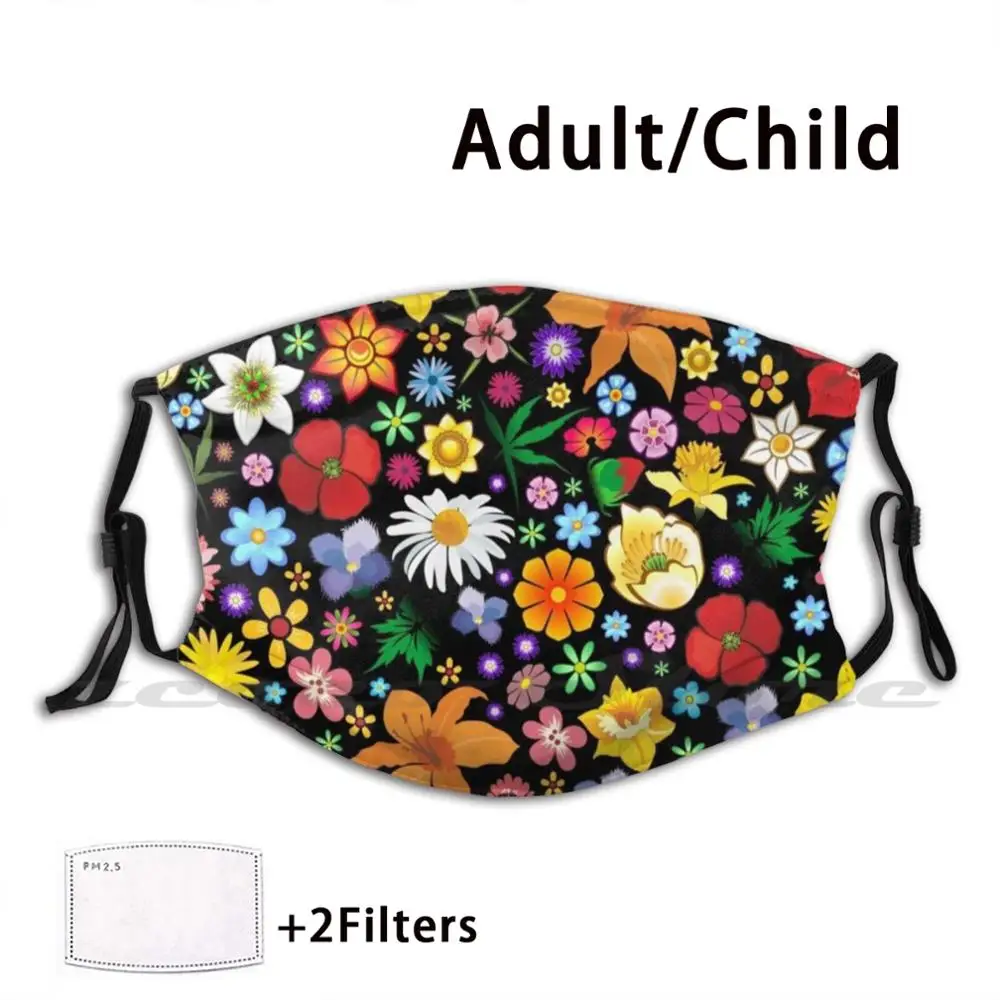Весенние цветы шаблон пользовательский моющийся фильтр Pm2.5 для взрослых детей