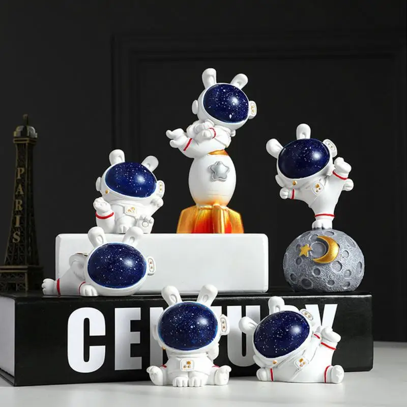 

Miniature Star Rabbit Space Astronauts Ornaments Simple Fashionable Creative Resin Crafts Perfect Gift Home Desktop Decoration