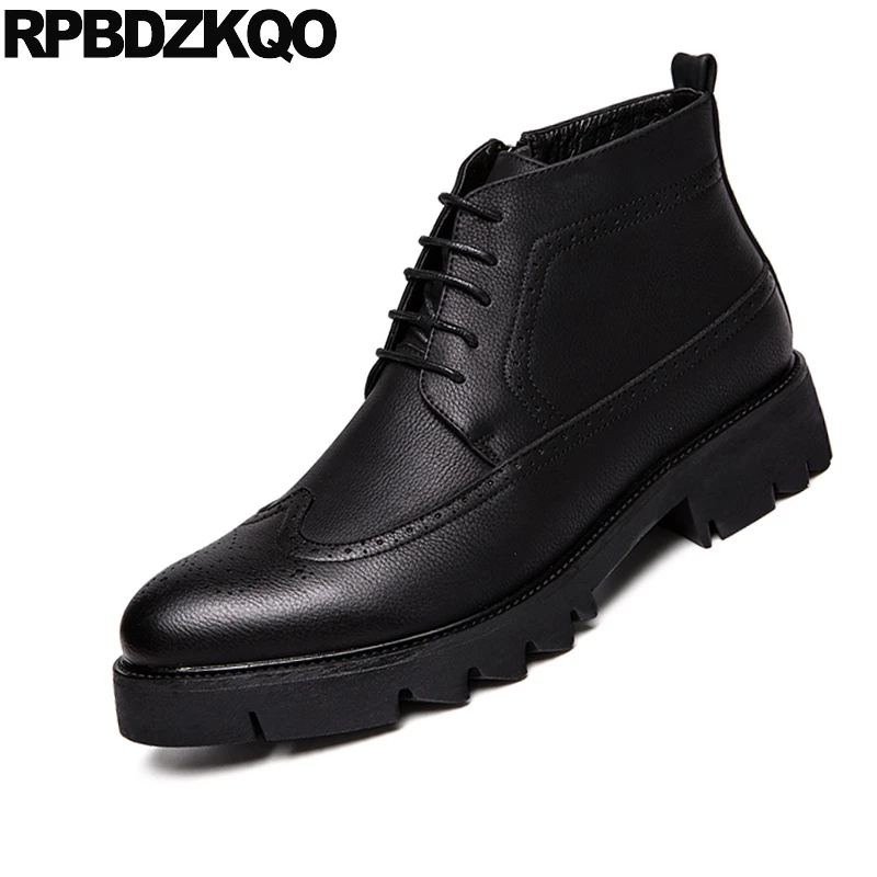 Модные ботильоны полусапожки размера плюс осень обувь с перфорацией типа броги