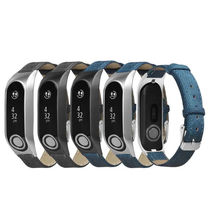 Винтажный кожаный джинсовый тканевый браслет ремешок для часов металлический