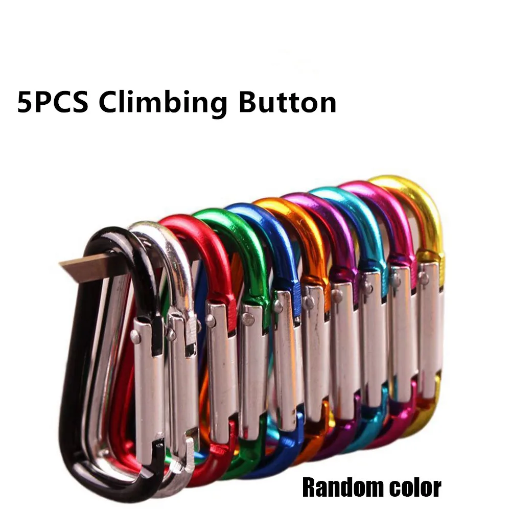 

5 PCS Aluminium Alloy Safety Buckle Keychain Climbing Button Carabiner Camping Hiking Hook High Quality Outdoor Sports Tools