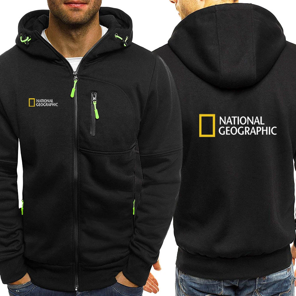 

National Geographic Men'S New Hoodie Sweatshirt Survey Expedition Scholar Sportswear Jacket Hiking Hunting Zip Cardigan Jacket
